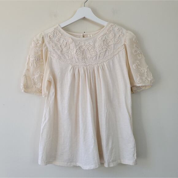 Anthropologie Delilah Ruffled Top Ivory Small - Picture 2 of 8